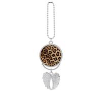 Rough Leopard Print Metal Rearview Mirror Pendant Angel Wings Car Interior Decorative Accessories Memorial Ornament Decoration for Women and