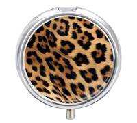 Rough Leopard Print Pill Box Medicine Pill Organizer 3 Compartment Daily Pill Case Small Pill Container Round Pill Holder Travel Pill Box Metal Pill Case for Purse Pocket