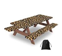 Rough Leopard Print Print Camping Essentials Waterproof Camping Table And Bench Cover With Drawstring Bag 183 Cm