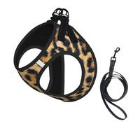 Rough Leopard Print Print Dog Harness Small Sized And Leash Set, Step In Soft Light Puppy Vest Breathable Mesh Pet Harness