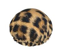 Rough Leopard Print Print Double Layer Shower Cap Reusable Lightweight And Soft Bath Hair Cap For Women