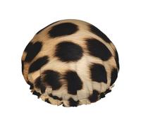 Rough Leopard Print Print Premium Double Layer Shower Cap For Women With Reusable Shower Cap For Hair - Waterproof Plastic Cap - Shower Caps For Long, Short And Curly Hairs