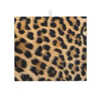 Rough Leopard Print Print Reusable Dish Drying Mat Absorbent Countertop Coffee Bar Kitchen Sink Accessory Pad