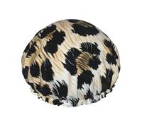 Rough Leopard print Print Shower Cap for Women Men, Reusable Double-Layer Fabric Bathing Cap Girls Hair Caps, 27 CM