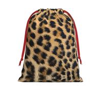 Rough Leopard Print Print Ultra Soft Plush Drawstring Gift Bag, Xmas Party Candy Treat Favors, Christmas Holiday Sacks, Wedding Jewelry Pouches