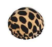 Rough Leopard Print Printed Double Layer Lined Shower Cap,Shower Caps For Women Reusable