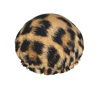 Rough Leopard print Printed Hair Wrap, Double Layer Shower Cap For Women, Reusable Hair Protector For Bathing