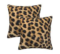 Rough Leopard Print Printed Pillow Case Set Of 2 - Square Cushion Cover Modern Pillowcase 45x45 Cm