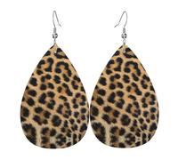 Rough Leopard print Printed Teardrop Pendant Leather Earrings | Lightweight and Versatile Earrings | Suitable for Daily Commute and Date Wear