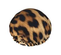Rough Leopard print Shower Cap Reusable Elastic Bath Caps Waterproof Bath Hair Hat for Women Men Spa Salon Large Shower Bonnet Double Layer Bathing Hair Cap for Long Hair, Braids