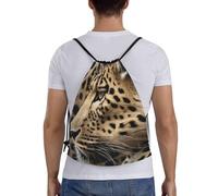 Rough Leopard Print Title: Lightweight Drawstring Duffel Bag â€“ Water-Resistant Foldable Gym Sack with Adjustable Shoulder Strap, Ideal for Sports, Yoga, Travel and School
