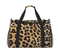 Rough Leopard print Travel Tote Bag - Large Reusable Shopping Bag, Vacation Tote, Sports Duffel Bag with Adjustable Crossbody Strap, Black, One Size