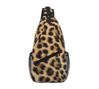 Rough Leopard Print Unisex Chest Sling Bag With Multi-Pocket Design,Large Capacity Crossbody Bag Durable Polyester Adjustable Strap For Daily Commute Travel