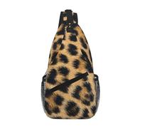 Rough Leopard Print Unisex Chest Sling Bag With Multi-Pocket Design,Large Capacity Crossbody Bag Durable Polyester Adjustable Strap For Daily Commute Travel