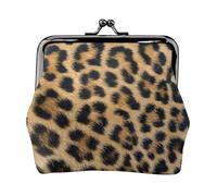 Rough Leopard Print Women's Leather Kiss-Lock Coin Purse,Double-Sided Full Print Pattern,Ultra-Fine Fiber Leather,Small Clutch Wallet for Cash,Cards,Coins