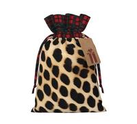 Rough Leopard Printed Color Blocked Linen Drawstring Gift Bag, Reusable Gift Bag