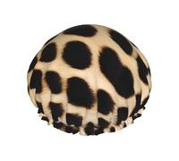 Rough Leopard Printed Printed Double Layer Lined Shower Cap,Shower Caps For Women Reusable