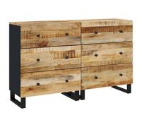 (rough mango wood, 2 pcs) vidaXL Sideboard Highboard Storage Cabinet Cupboard Side Cabinet Organiser