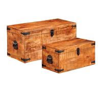 Rough Mango Wood Storage Chests Set of 2 Boxes Cases Trunks for Toy/Craft/Tool