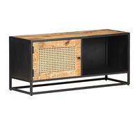 Vidaxl Tv Cabinet 90X30X40 Cm Rough Mango Wood And Natural Cane, Brown