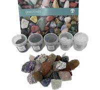 Rough Mixed Crystal Gemstones Starter Set for Tumbling and Polishing, 1 lb, with Grit Mediums for Stages 1-4