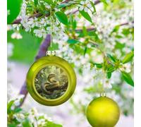 Rough - Scaled Bush Viper Christmas Ball Ornaments - 3 Inch Shatterproof Christmas Tree Decorations, Golden Xmas Hanging Balls for Tree Decor, Holiday Wedding Party Decorative Pendants