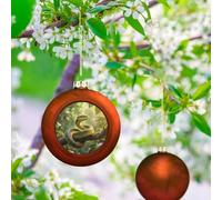 Rough - Scaled Bush Viper Christmas Ball Ornaments - 3 Inch Shatterproof Christmas Tree Decorations, Red Xmas Hanging Balls for Tree Decor, Holiday Wedding Party Decorative Pendants
