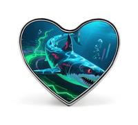 Rough - Scaled Bush Viper Fashion Heart Brooch Pins Lightweight Enamel Lapel Pin for Women Men, Hat Bag Jacket Clothing Accessory Jewelry Gift, Shark, Love form