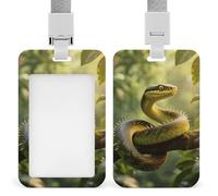 Rough - Scaled Bush Viper ID Badge Holder with Vertical Card Badge Holder Waterproof Plastic Card Sleeve Badges Protector Case Name Tag ID Card Holder for Office Doctor Nurse Teachers