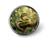 Rough - Scaled Bush Viper Lapel Pin Brooches Round Fashion Brooch Pin Cute Button Badges Alloy Button Pins Enamel Pins Metal Pinback for Hat Shirt Clothing Bags