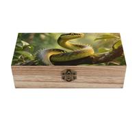 Rough - Scaled Bush Viper Wooden Storage Box Elegant Retro Jewelry Box with Hinged Lid Decorative Keepsake Boxes Decor Handmade Organizer Boxes for Wedding, Party, Gift, Diy Craft, Home Decor