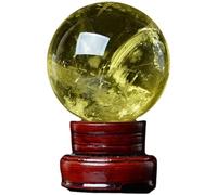 Rough Stone Citrine Crystal Ball Yellow Quartz ore Beautiful, ball-4cm