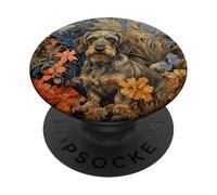 Roughcoat Dachshund Dog Floral Portrait Doxie PopSockets Adhesive PopGrip