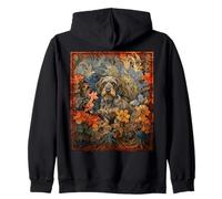 Roughcoat Dachshund Dog Floral Portrait Doxie Zip Hoodie