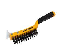 Roughneck 042 Carbon Steel Wire Brush Soft Grip with Scraper 300mm (12in) - 4 Ro