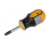 Roughneck Pozi® Stubby Screwdriver - Magnetic Tip, Pozidriv S2 Steel Blade & Soft Grip Handle - PZ2 x 38mm