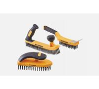 Roughneck Wire Brush Set ROU52094 - Heavy Duty 3 Piece, Carbon Steel Bristles & Soft Grip