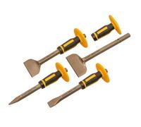 Roughneck 4 Piece Bolster And Chisel Set With Non-Slip Guards For Optimal Performance
