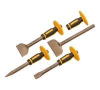 Roughneck Gorilla ROU31934 Bolster and Chisel Set with Non-Slip Guards - 4 Piece, Black Yellow