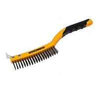 Roughneck 52-032 Stainless Steel Wire Brush Soft Grip With Scraper 355Mm (14In) - 3 Row