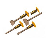 Roughneck Bolster & Chisel Set With Non-Slip Guards, 4 Piece Multi Colour (One Size)