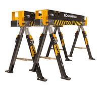 ROUGHNECK® COLT 600E Sawhorse, Heavy Duty Steel Construction, Weight-Baring Capacity 589kg Each, 1178kg Per Pair with Height Adjustable Legs for Woodworking & Construction - 2 Pack