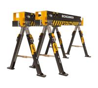 ROUGHNECK® COLT 600E Sawhorse, Heavy Duty Steel Construction, Weight-Baring Capacity 589kg Each, 1178kg Per Pair with Height Adjustable Legs for Woodworking & Construction - 2 Pack