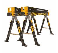 Roughneck Colt 600E Sawhorse Portable Workstation 2 Pack, Adjustable Height, 1178Kg Pair Load Capacity, Folding Heavy-Duty Steel