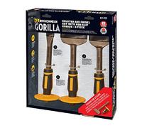 Roughneck Gorilla ROU31933 Bolster and Chisel Set with Non-Slip Guards - 3 Piece, Black Yellow