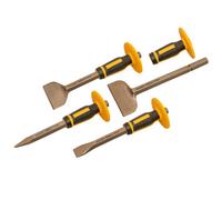 Roughneck Gorilla ROU31934 Bolster and Chisel Set with Non-Slip Guards - 4 Piece, Black Yellow