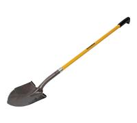 Roughneck Heavy Duty Shovel with Long Handle and Sharp Serrated Edge for Slicing Through Roots, Fibreglass Shaft with Contoured Grip, ROU68044