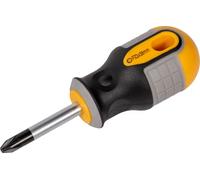 Roughneck Pozi® Stubby Screwdriver - Magnetic Tip, Pozidriv S2 Steel Blade & Soft Grip Handle - PZ2 x 38mm
