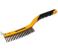 Roughneck 52-032 Stainless Steel Wire Brush Soft Grip With Scraper 355Mm (14In) - 3 Row