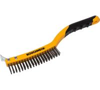 Roughneck Wire Brush 52-032 - Stainless Steel, Soft Grip, With Scraper, 355mm (14in), 3-Row